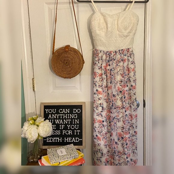 Lace and Floral Maxi Dress - Picture 1 of 2